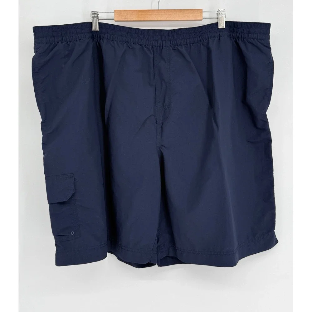 Caribbean Swimwear Mens Sz 4XB Navy Blue Cargo Swim Trunks Mesh Lined Big & Tall
